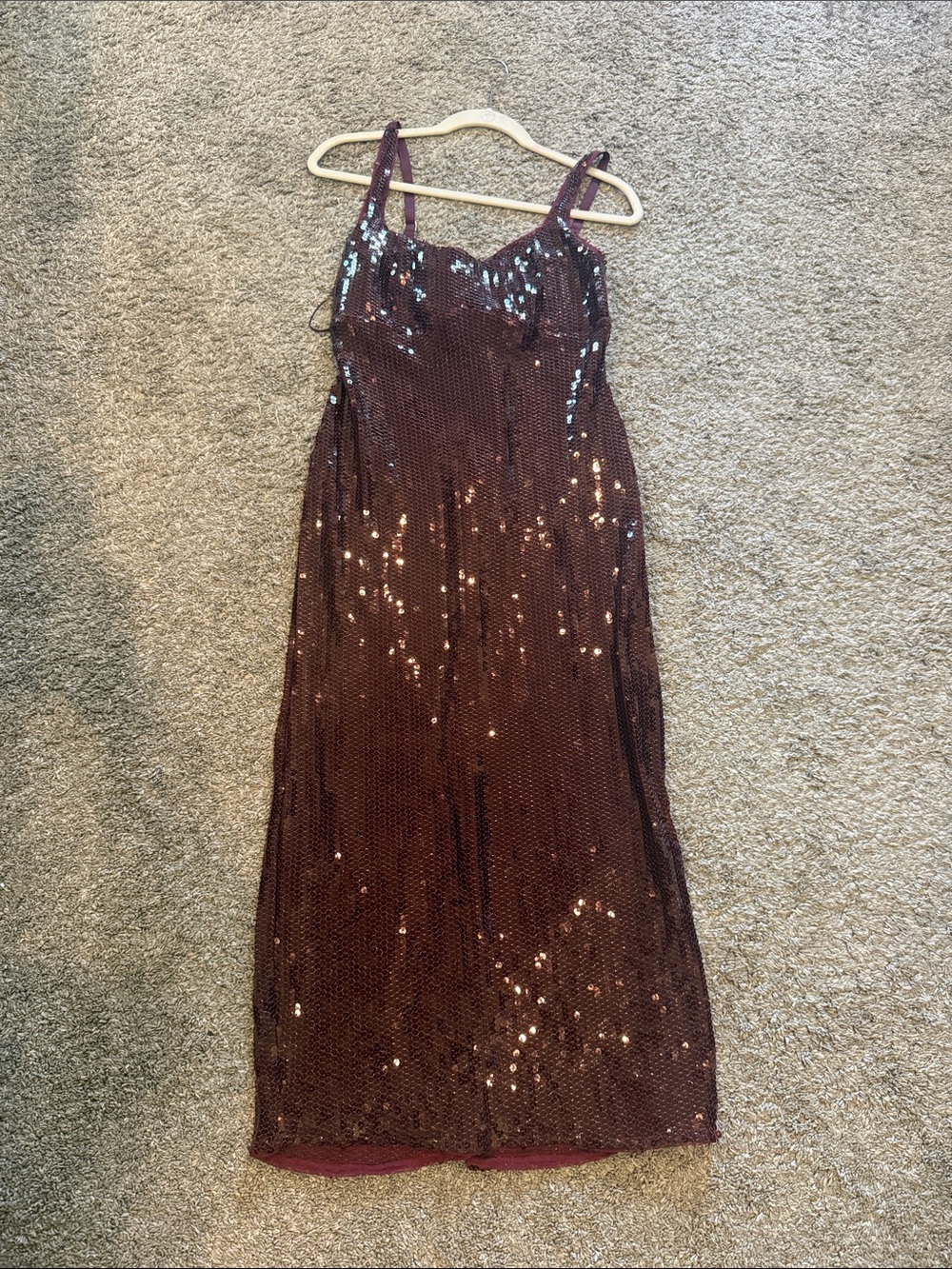 Abercrombie & Fitch Burgundy Sequin Midi Dress